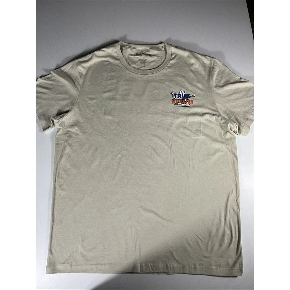 True Religion Men's 3XL Gray Buddha Guitar Logo Graphic T-Shirt